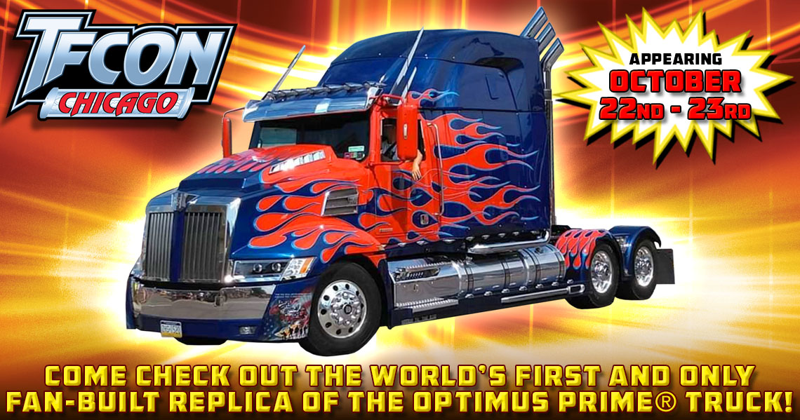 Transformers movie replica optimus prime truck at tfcon chicago 2022